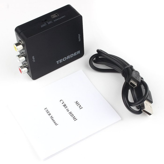 Teorder RCA Composite AV CVBS to HDMI Audio Video Mini Converter Adaptor Full HD 720P 1080P with USB Charge Cable... N8