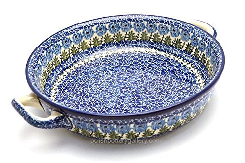 Polish Pottery Baker - Round with Handles - Large - Antique Rose