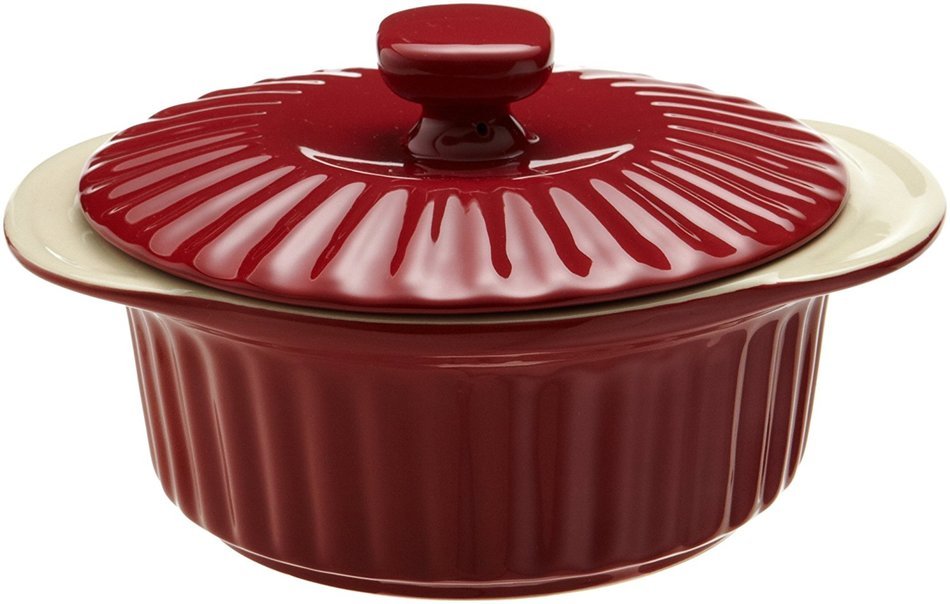 Good Cook 1.5 Quart Ceramic Covered Casserole, Red