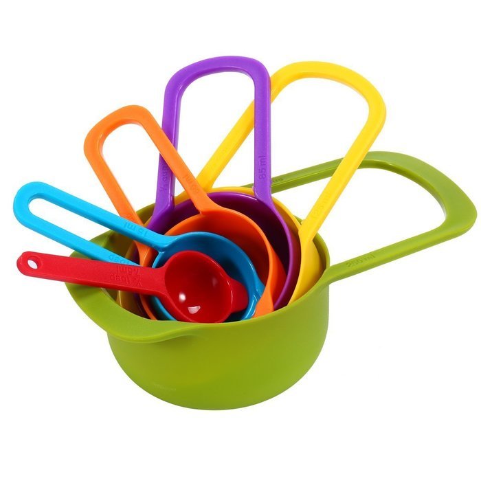 BakeWarePlus 6-pack Measuring Cups and Spoon Set, Style 6,Green N2