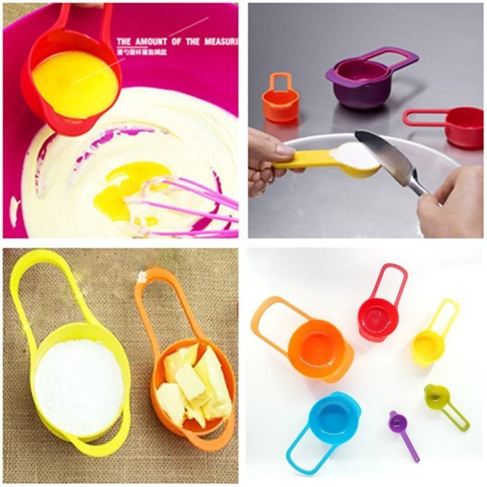 BakeWarePlus 6-pack Measuring Cups and Spoon Set, Style 6,Green N12