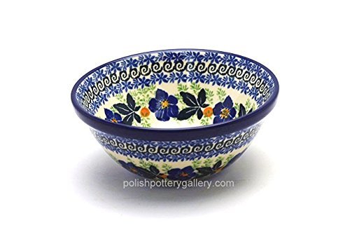 Polish Pottery Bowl - Salad/Cereal - Blue Pansy