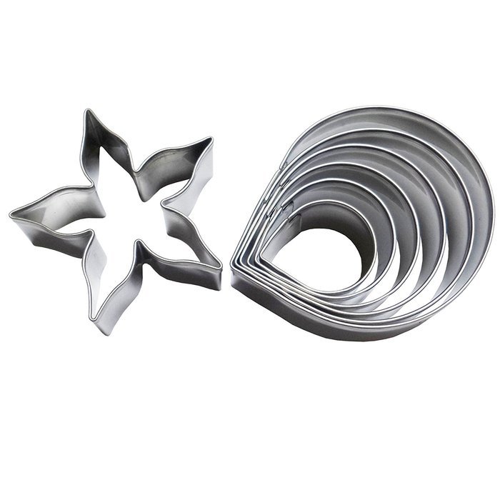 Yunko Austen Roses and Leaves Shape Stainless Steel Fondant Cutter Birthday Party Art Cake Decorating Tools 7pcs...