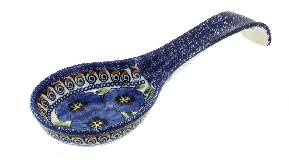 Polish Pottery Blue Art Large Spoon Rest