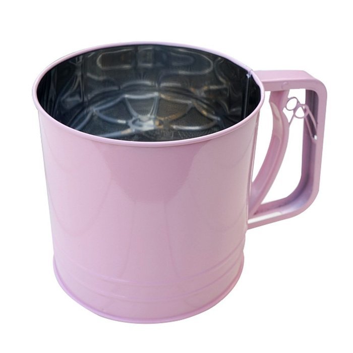 A.B Crew Stainless Steel Flour Sifter with Triple Mesh Screen Manual Powder Strainer, Pink