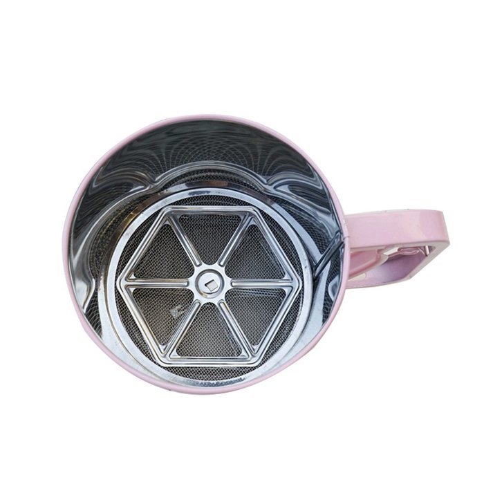 A.B Crew Stainless Steel Flour Sifter with Triple Mesh Screen Manual Powder Strainer, Pink N2