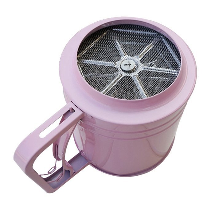A.B Crew Stainless Steel Flour Sifter with Triple Mesh Screen Manual Powder Strainer, Pink N3