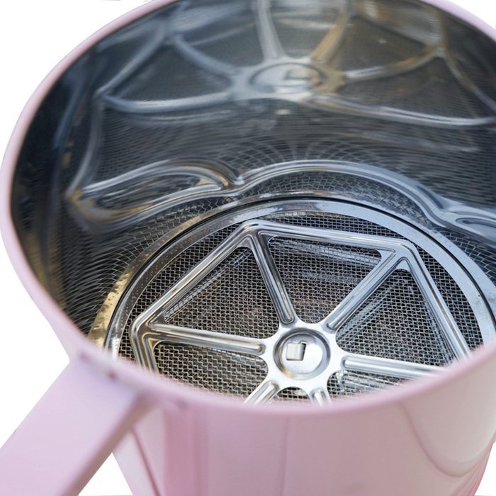 A.B Crew Stainless Steel Flour Sifter with Triple Mesh Screen Manual Powder Strainer, Pink N4
