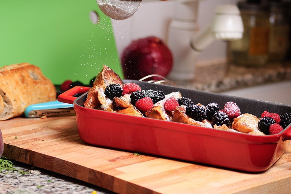 Lava Signature Enameled Cast-Iron - 5-1/4 quart - 10 x 16 inch Roasting - Baking Pan, Cayenne Red
