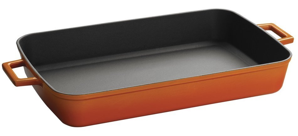 Lava Signature Enameled Cast-Iron - 5-1/4 quart - 10 x 16 inch Roasting - Baking Pan, Cayenne Red N4