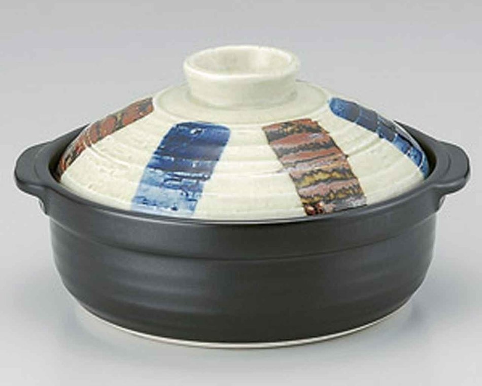 Ishime Tokusa for 2-3 persons 8.6inch Donabe Japanese Hot pot Black Ceramic Made in Japan