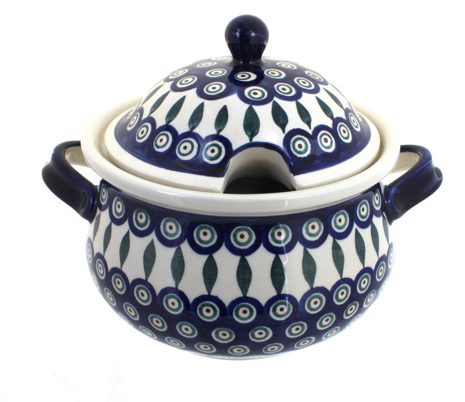 Polish Pottery Peacock Soup Tureen