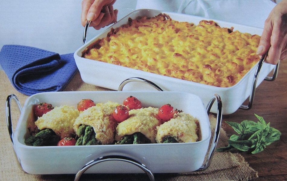 Signature Housewares 4 Piece Porcelain Bakeware Set with Serving Racks