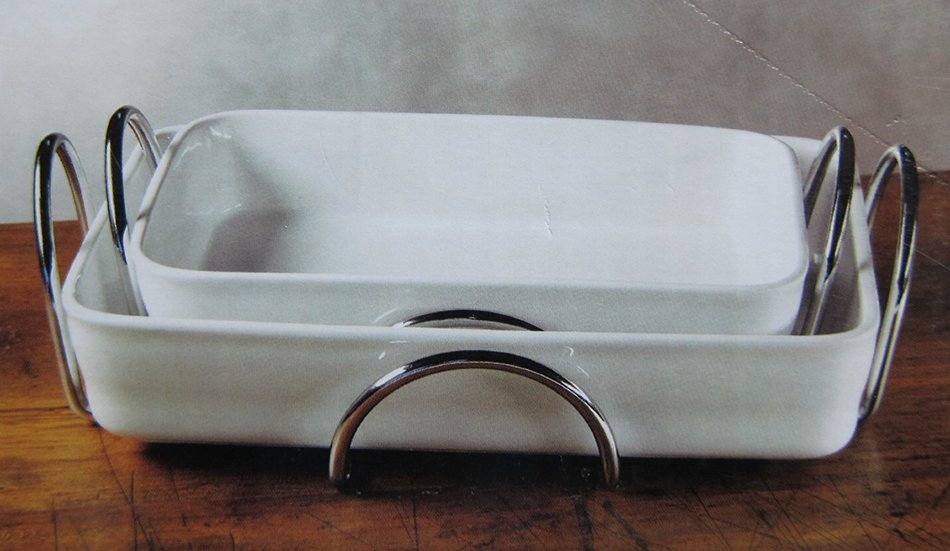 Signature Housewares 4 Piece Porcelain Bakeware Set with Serving Racks N2