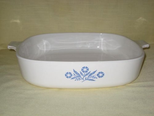 Corning Ware 11 Inch Cornflower Pattern White Baking Dish Casserole USA ...