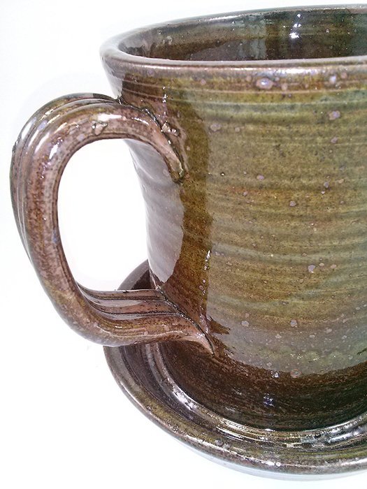 Aunt Chris' Pottery - Unique New Way of Cooking Bacon - Primitive Amber Brown Glazed Colored N5