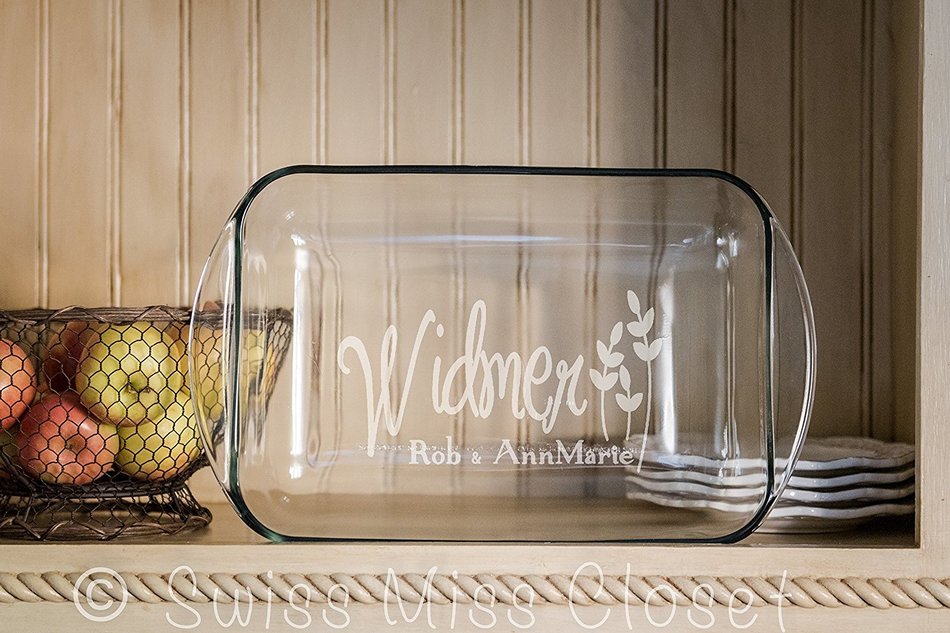 Personalized 9x13 inch 3 Quart Glass Baking Dish Custom Engraved MADE in the USA N3