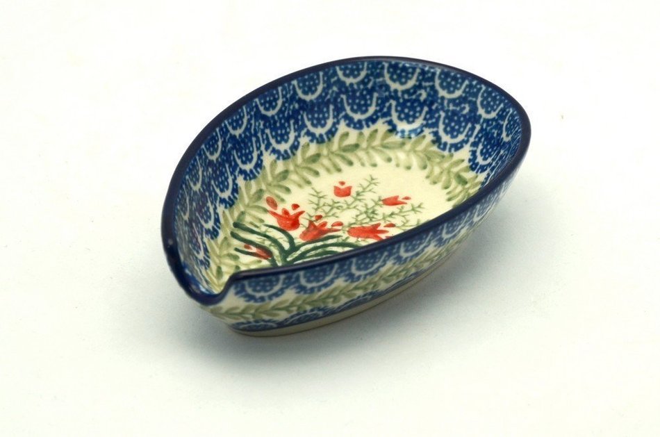 Polish Pottery Spoon Rest - Crimson Bells