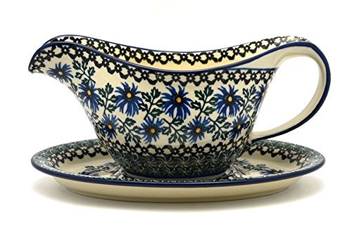 Polish Pottery Gravy Boat - Blue Chicory