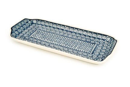 Polish Pottery Pearl Bread Tray with Handles
