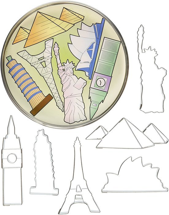 R & M International 1875 6-Piece Landmarks Cookie Cutter Set