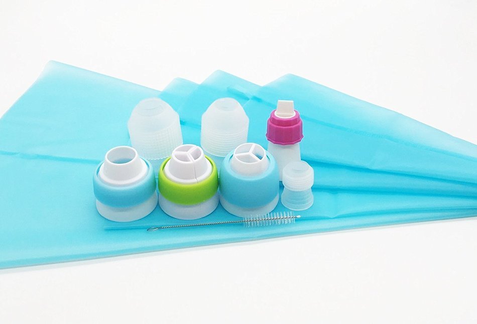Piping Bags Tips Converter 12pcs/set, Kootips Icing Piping Bag and Nozzle Converter Tri-color Cream Coupler Cake...