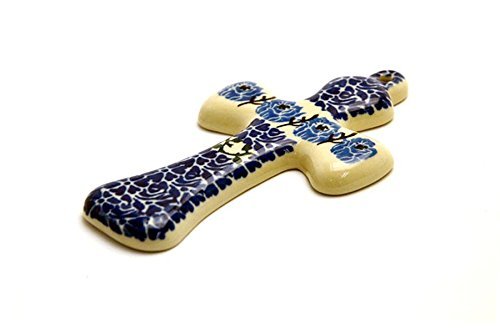 Polish Pottery 4 1/2" Cross - Antique Rose