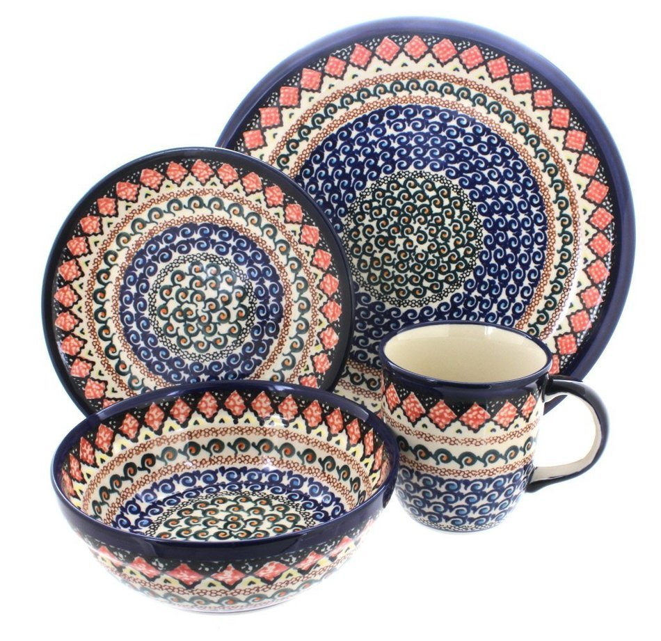 Polish Pottery Blue Horizon 16 Piece Dinner Set