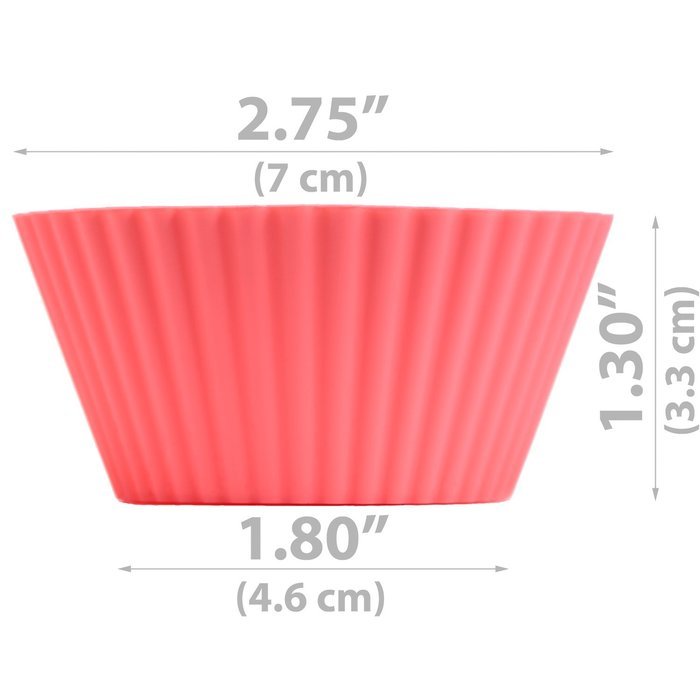 Theo's Bakeware Silicone Cupcake Liners, Round Shape Muffin Cups, Pack of 24 / 4 Colors Reusable & Nonstick Standard... N9