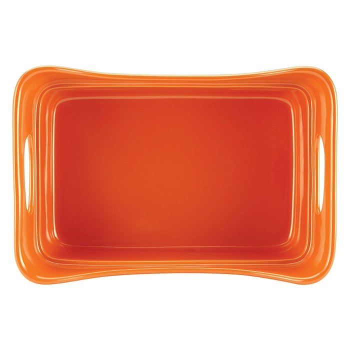 Rachael Ray Stoneware 9" x 13" Rectangular Lasagna Lover Pan, White N2