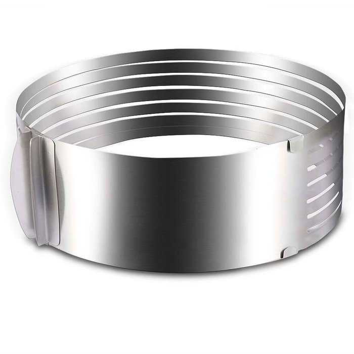 Stainless Adjustable Steel Mousse Mould Layer Cake Slicer Kit (Silver)