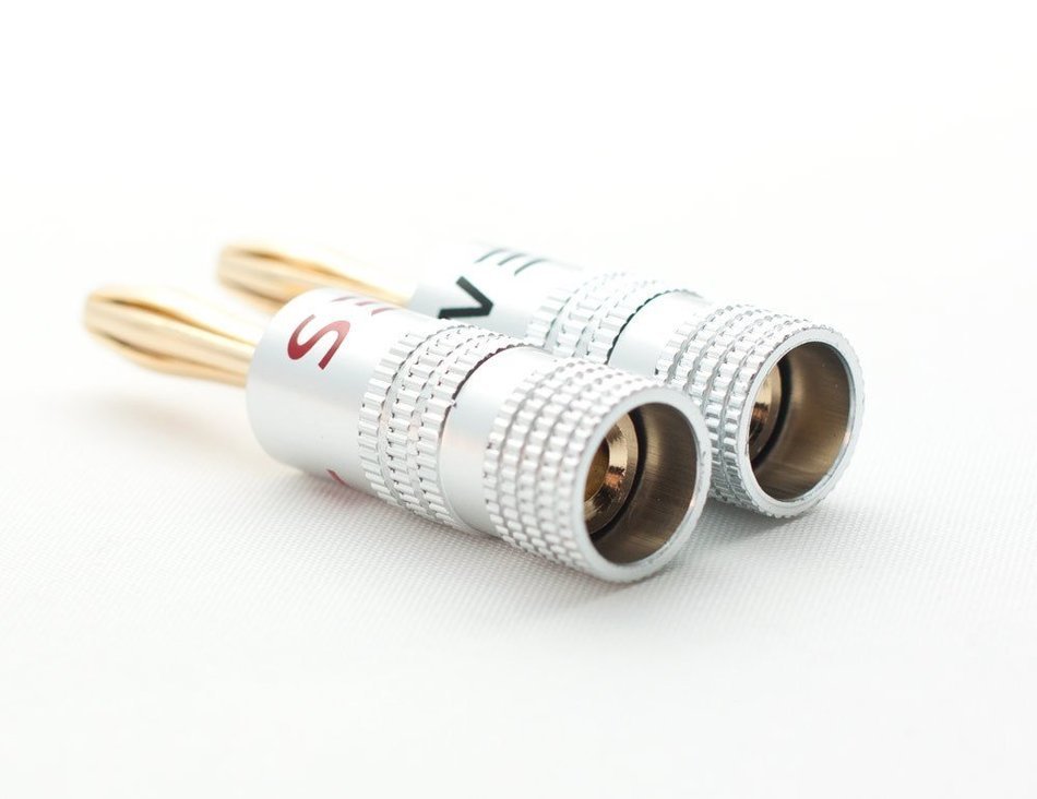 Sewell Silverback Banana Plugs, 24k Gold Dual Screw Lock Speaker Connector, 12 Pairs N5
