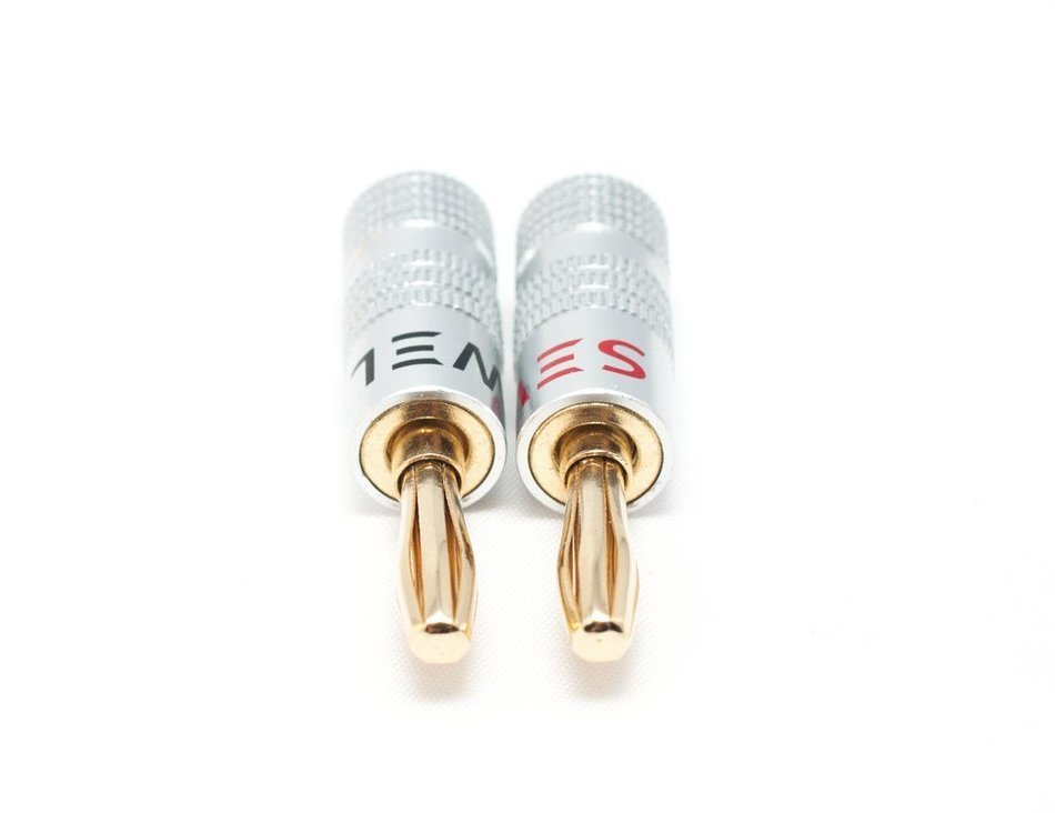 Sewell Silverback Banana Plugs, 24k Gold Dual Screw Lock Speaker Connector, 12 Pairs N6