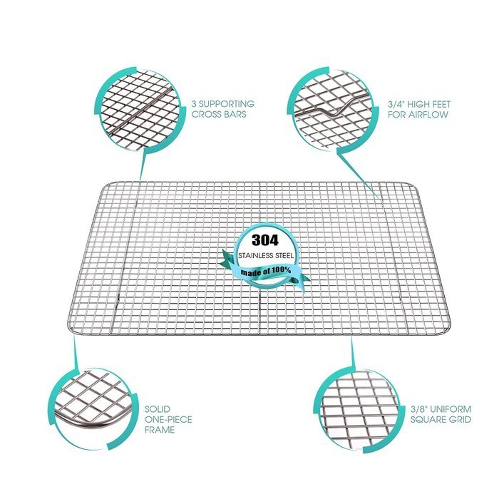 Stainless Steel Non-Stick Cooling & Baking Rack for Easy Cooking by Hexada &ndash; Dishwasher & Oven Safe, 16.5X11.5... N2