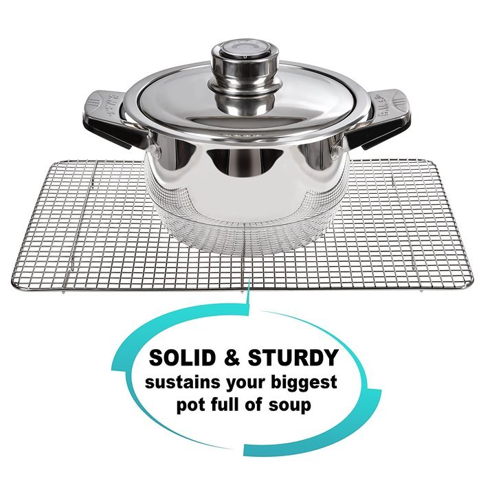 Stainless Steel Non-Stick Cooling & Baking Rack for Easy Cooking by Hexada &ndash; Dishwasher & Oven Safe, 16.5X11.5... N3