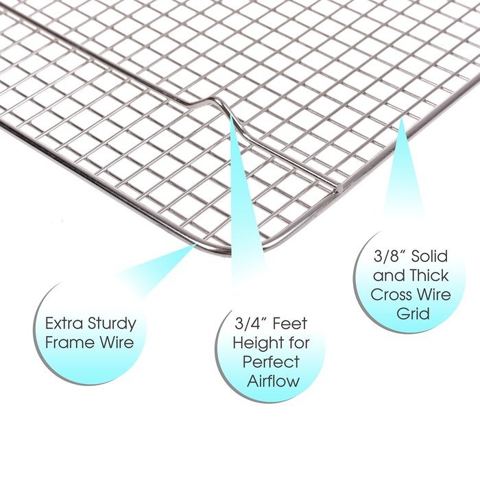 Stainless Steel Non-Stick Cooling & Baking Rack for Easy Cooking by Hexada &ndash; Dishwasher & Oven Safe, 16.5X11.5... N6