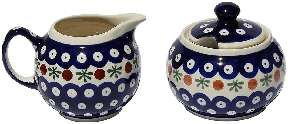 Polish Pottery Sugar Bowl and Creamer N4
