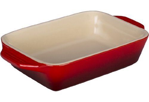 Le Creuset Stoneware Rectangular Dish, 7 by 5-Inch, Cerise (Cherry Red)