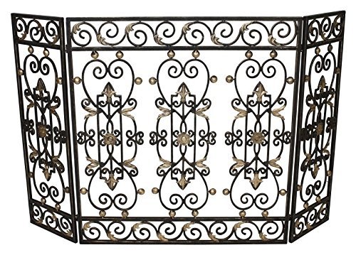 FIREPLACE SCREENS - "SAVOIE" DECORATIVE FIRE SCREEN - BURNISHED GOLD
