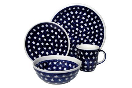 Polish Pottery Stars 4 Piece Dinner Set