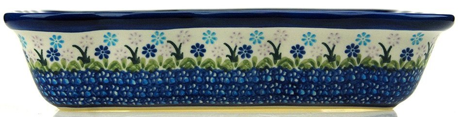 Ceramika Boleslawiecka Kalich Polish Hand Painted Baking Dish 8" x 6" x 1.75" (Red Roses) N6