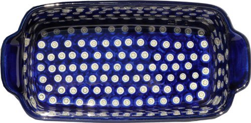 Polish Pottery Loaf Baker with Handles From Zaklady Ceramiczne Boleslawiec #1381-166a Floral Peacock, Deep: 2.75... N2
