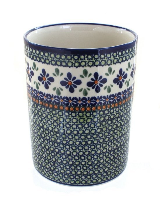 Polish Pottery Mosaic Flower Utensil Jar
