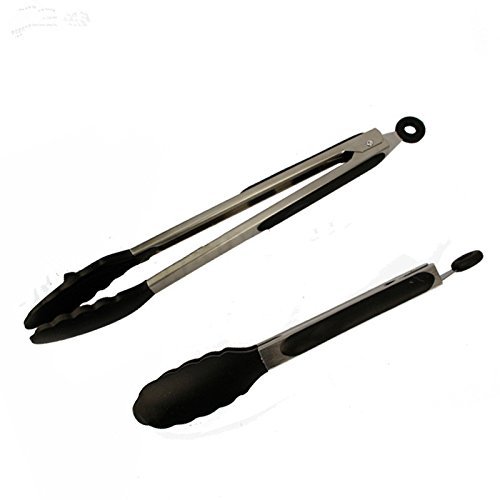 Buy Allamazing Heat Resistant Kitchen Cooking Tongs Pack of 2 Sizes (9"and 12")Stainless Steel Non-slip & Easy...