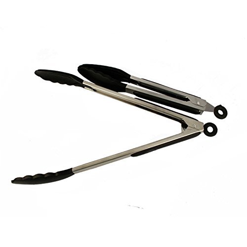 Buy Allamazing Heat Resistant Kitchen Cooking Tongs Pack of 2 Sizes (9"and 12")Stainless Steel Non-slip & Easy... N4