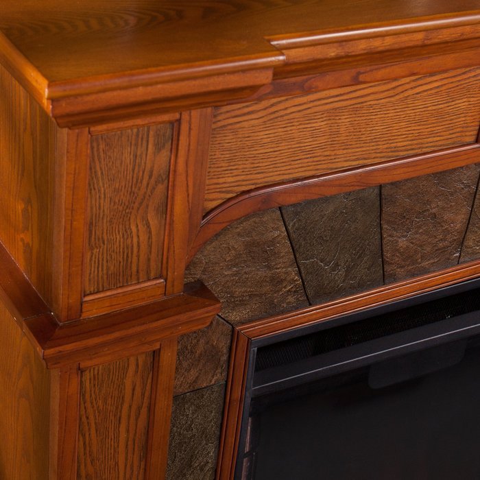 Wood and Slate Mission Oak Electric Fireplace N2