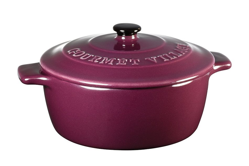 Gourmet Du Village Brie & Camembert Cheese Baker with Handles, Cabernet Purple