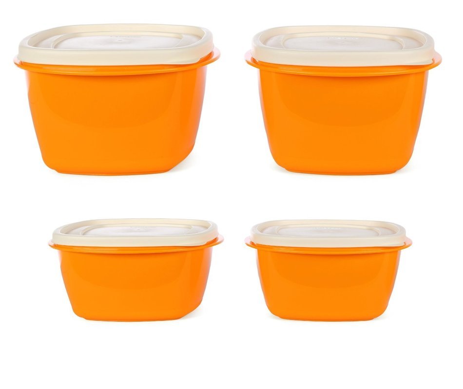 Cutting Edge Snap Tight Food Storage, 1500 & 2000ml, Set of 4, Candy Orange