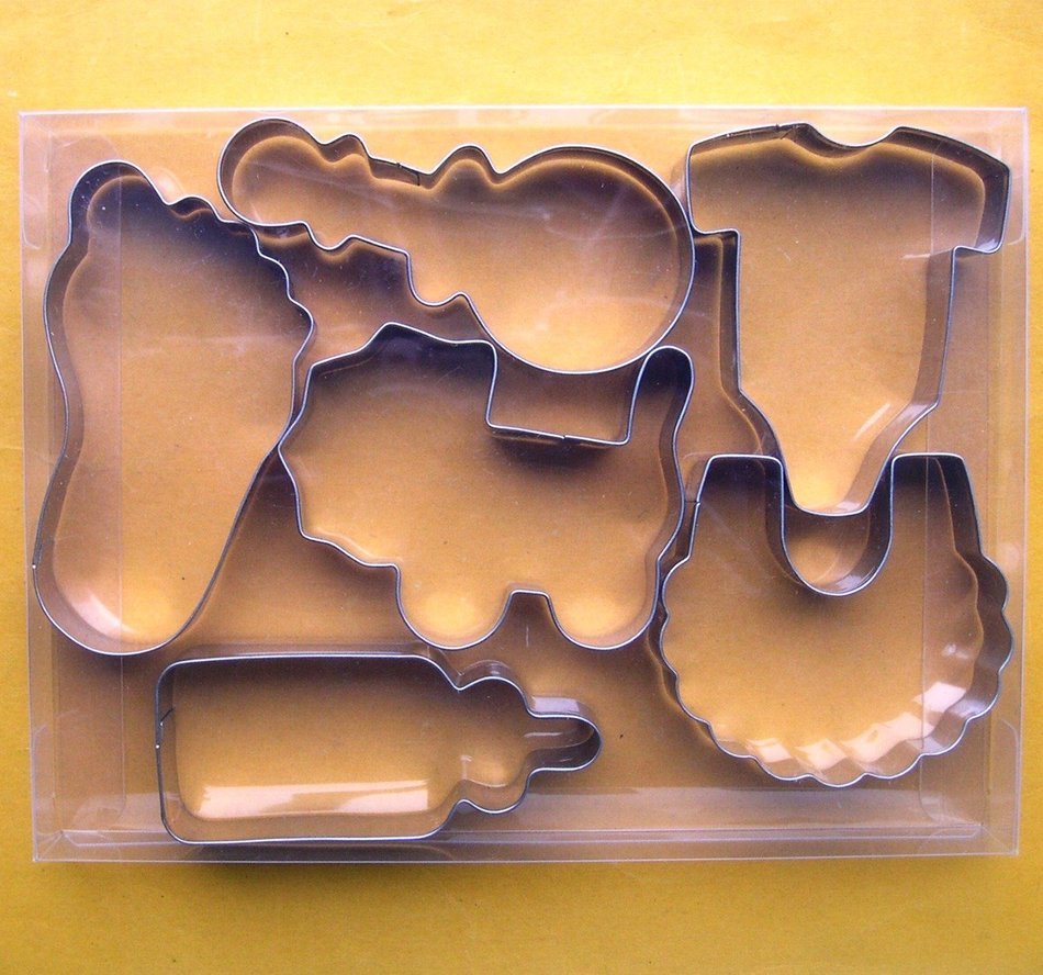 LAWMAN Baby bottle bib clothes onesie stroller rattle foot fondant pastry baking cookie cutter 6pcs set