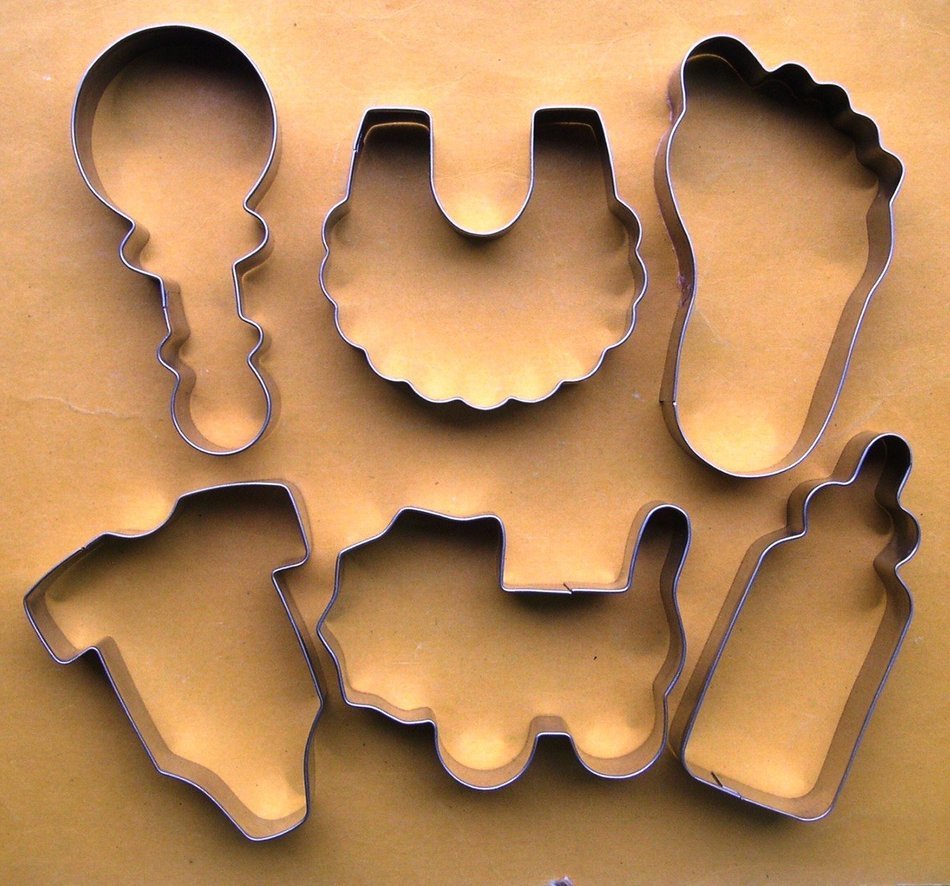 LAWMAN Baby bottle bib clothes onesie stroller rattle foot fondant pastry baking cookie cutter 6pcs set N2